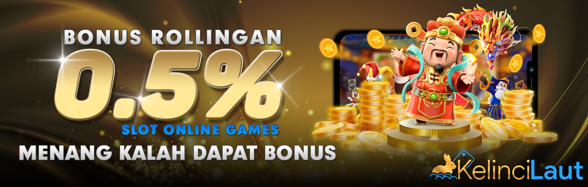 BONUS ROLLINGAN SLOT 0.5% MENANG & KALAH DAPAT BONUS! 